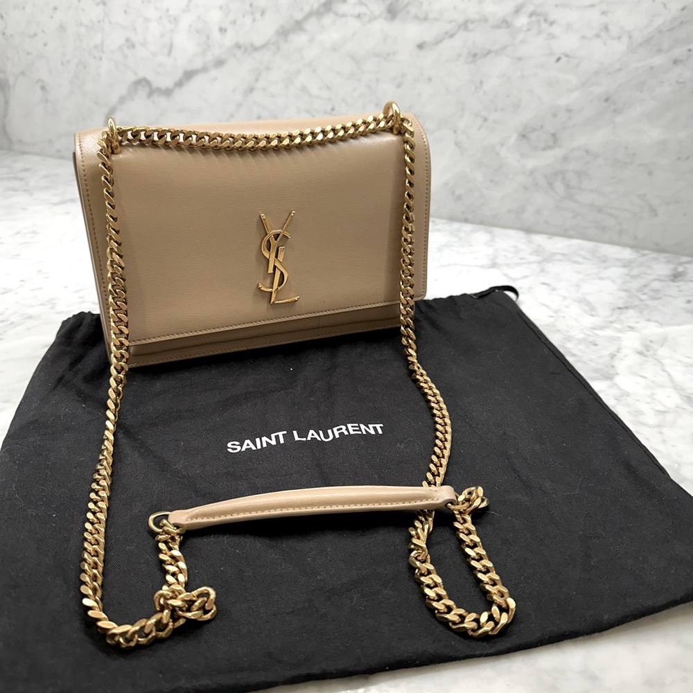 YSL PURSE - SUNSET MEDIUM IN SMOOTH LEATHER -
DARK BEIGE